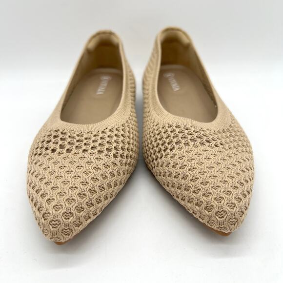 VIVAIA Aria Pointed Toe Breathable Mesh Ballet Flat Women 5.5 Almond Tan Comfort - Picture 2 of 10
